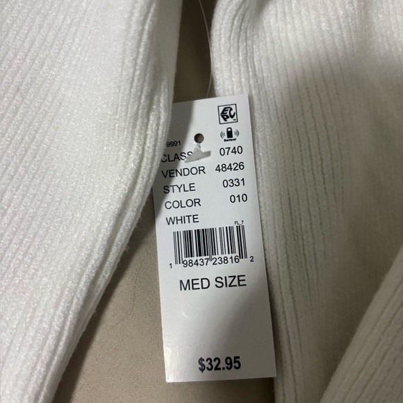 White Ribbed Off-shoulder Top - Picture 2 of 3